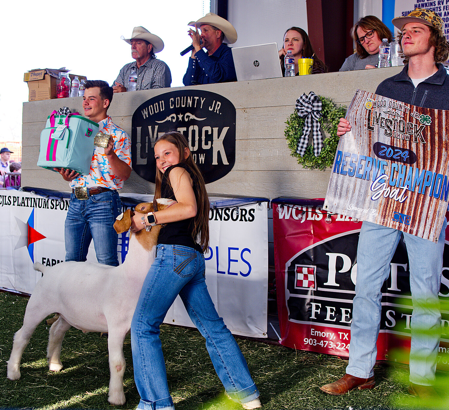 Quitman FFA's Bryn Boisclair got $2,800 for the reserve champion goat. [see some more sale images]